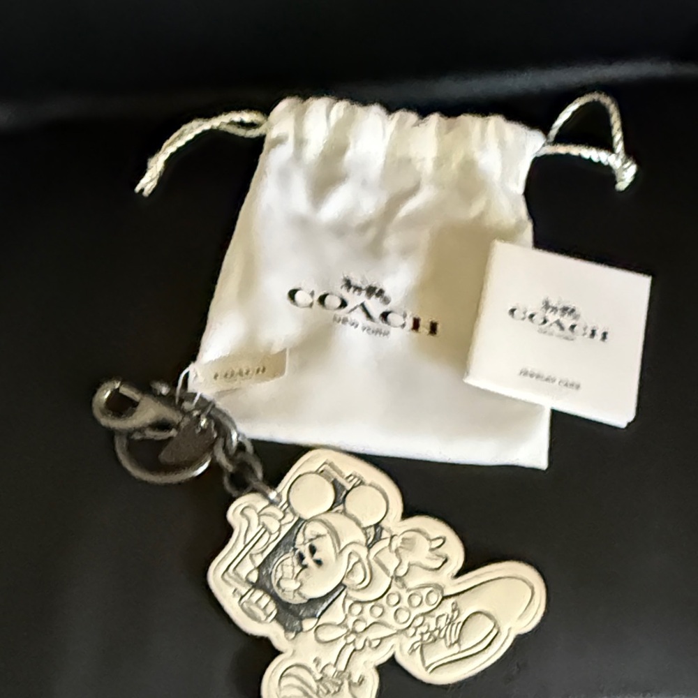 Coach Cream Key Holder with Cartoon Design